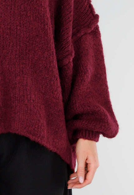 NEW281026 Bordeaux Oversized Trui met Col