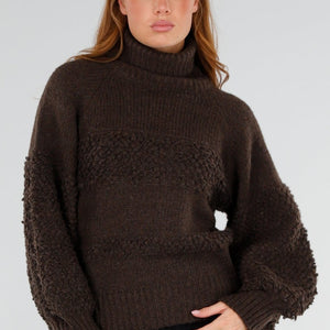 NEW281026 Bruine Coltrui met Ballonmouwen en Boucle
