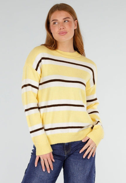 NEW281026 Gele Gestreepte Trui met Ronde Hals