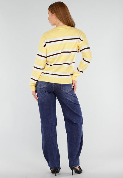 NEW281026 Gele Gestreepte Trui met Ronde Hals