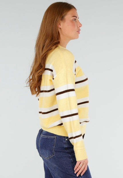 NEW281026 Gele Gestreepte Trui met Ronde Hals