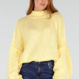 NEW281026 Gele Oversized Trui met Ballonmouwen