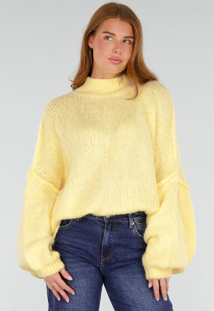 NEW281026 Gele Oversized Trui met Ballonmouwen