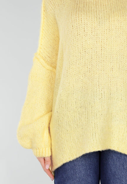 NEW281026 Gele Oversized Trui met Ballonmouwen