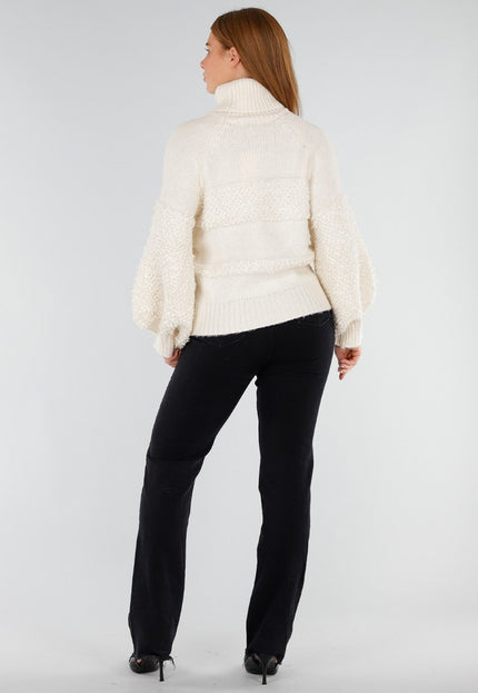 NEW281026 Witte Coltrui met Bubble Mouwen en Textuur