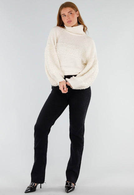 NEW281026 Witte Coltrui met Bubble Mouwen en Textuur