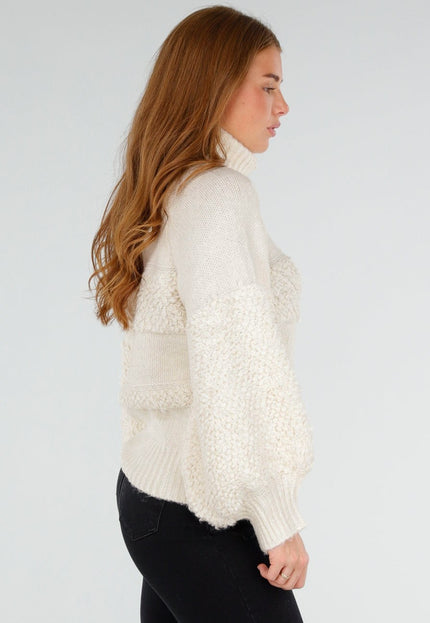 NEW281026 Witte Coltrui met Bubble Mouwen en Textuur