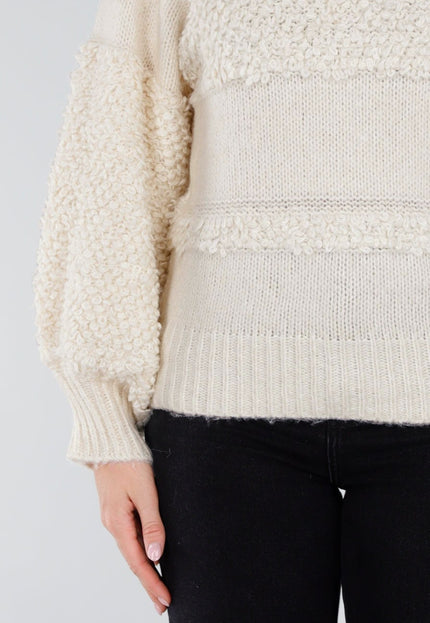 NEW281026 Witte Coltrui met Bubble Mouwen en Textuur