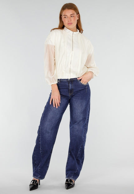 NEW281026 Witte Lichte Bomber Jas met Rits