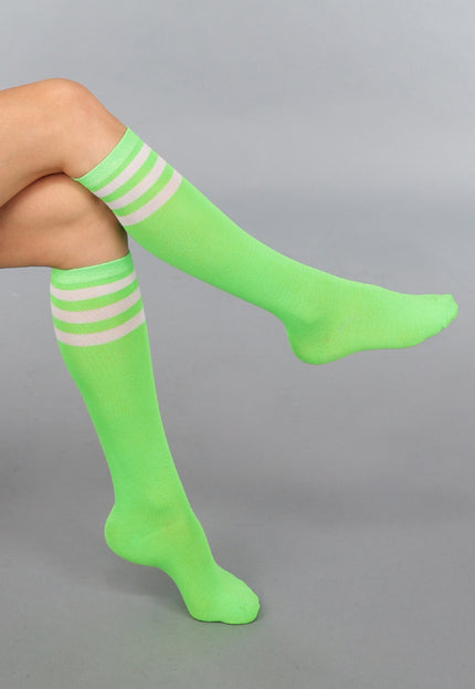 NEW290125 Gestreepte Neon Groene Kousen