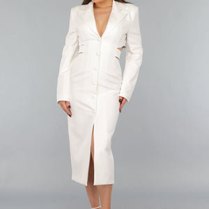 NEW290125 Witte Blazer Jurk met Cut Out