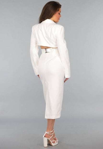 NEW290125 Witte Blazer Jurk met Cut Out