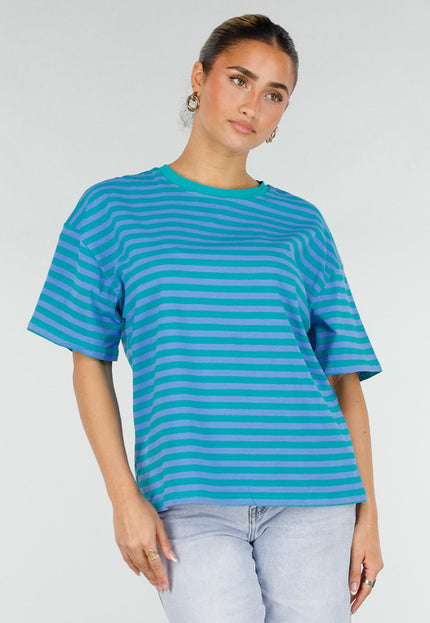 NEW290426 Blauw Groene Gestreepte T-shirt