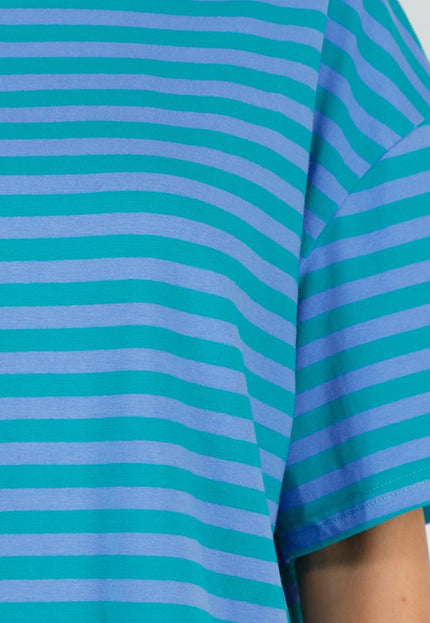 NEW290426 Blauw Groene Gestreepte T-shirt
