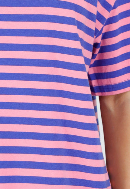 NEW290426 Blauw Roze Gestreept T-shirt