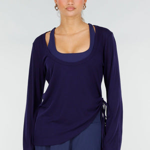 NEW290426 Donkerblauwe Longsleeve Top