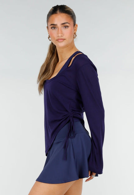 NEW290426 Donkerblauwe Longsleeve Top