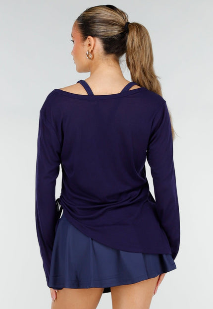 NEW290426 Donkerblauwe Longsleeve Top