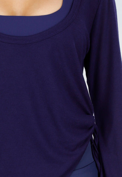 NEW290426 Donkerblauwe Longsleeve Top