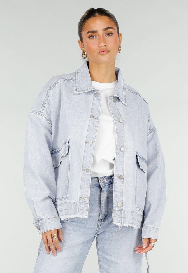 NEW290426 Lichtblauw Oversized Spijkerjasje