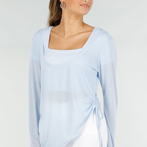 NEW290426 Lichtblauwe Longsleeve Top met Trekkoord