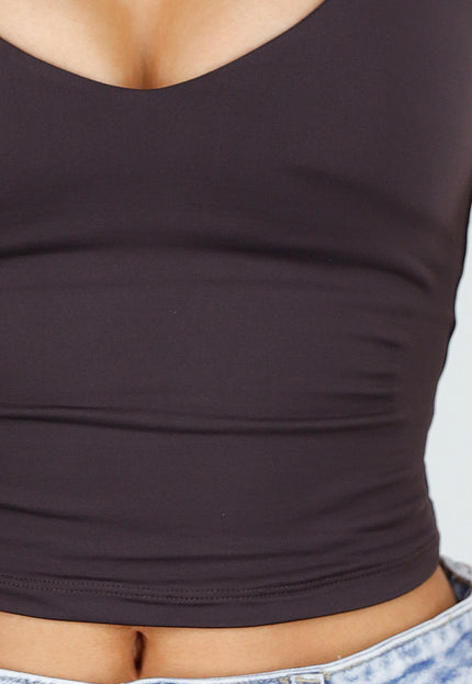 NEW290426 Paars Bruine Crop Top met Kruisbandjes