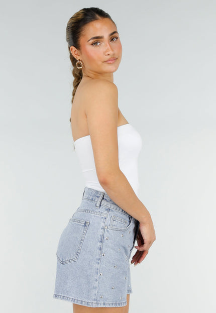 NEW290426 Witte Bandeau Top met Pads