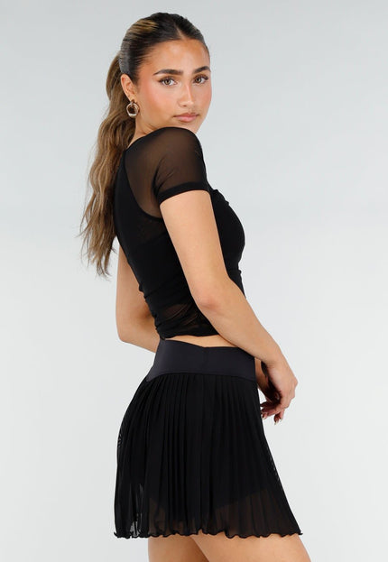 NEW290426 Zwarte Mesh Crop Top