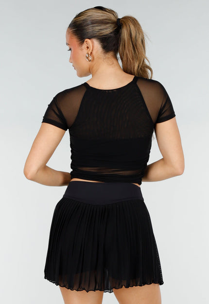 NEW290426 Zwarte Mesh Crop Top