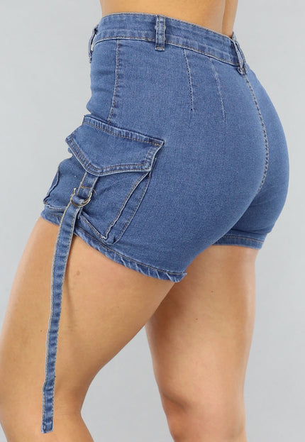 NEW2905 Donkerblauwe Denim Short met Zakken