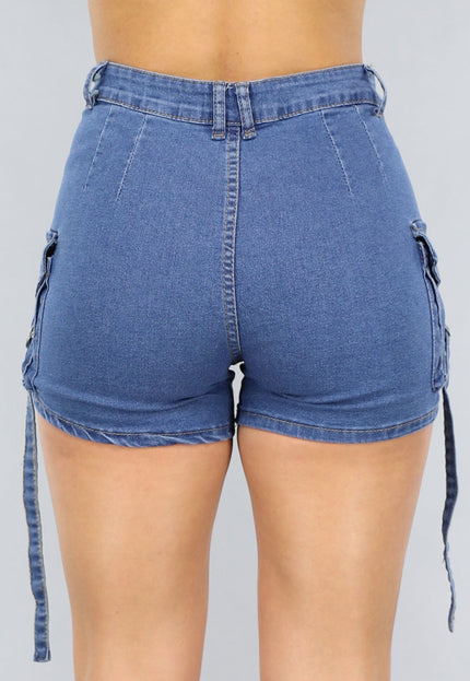 NEW2905 Donkerblauwe Denim Short met Zakken