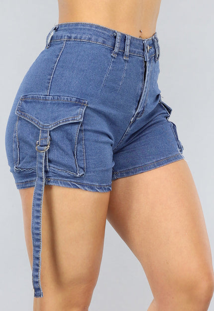 NEW2905 Donkerblauwe Denim Short met Zakken