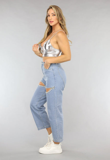 NEW2905 Zilveren Metallic Triangel Top