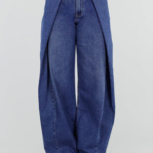 NEW290726 Blauwe Barrel Jeans met Knoopdetails