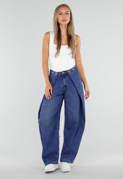NEW290726 Blauwe Barrel Jeans met Knoopdetails