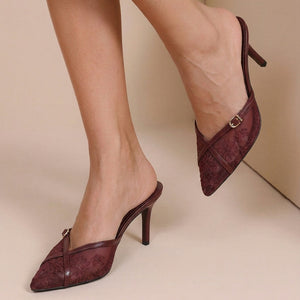 NEW290726 Bordeaux Mesh Muiltjes met Naaldhak