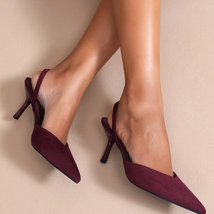 NEW290726 Bordeaux Slingback Pumps met Puntneus