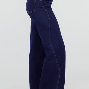 NEW290726 Donkerblauwe Wide Leg Jeans met Stretch