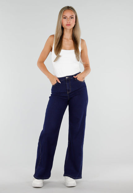 NEW290726 Donkerblauwe Wide Leg Jeans met Stretch