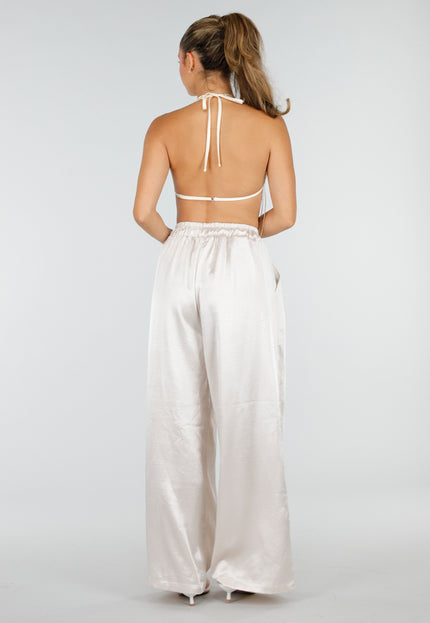 NEW290726 Gouden Pailletten Halter Top met Franjes
