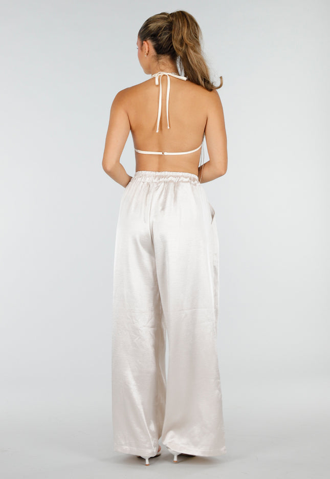 NEW290726 Gouden Pailletten Halter Top met Franjes