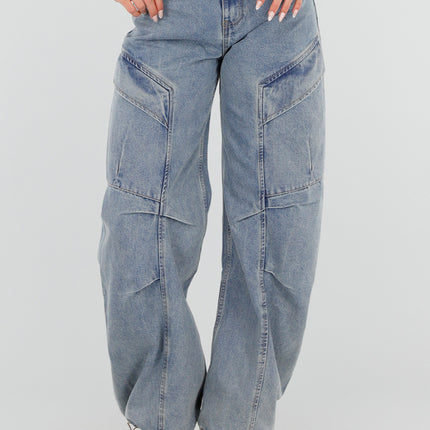 NEW290726 Lichtblauwe Balloon Jeans met Trekkoord