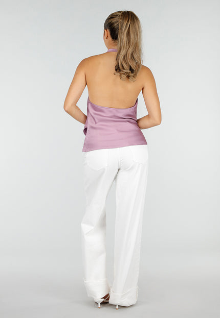 NEW290726 Lila Halter Wikkel Top met Open Rug