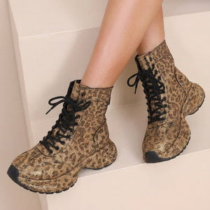 NEW290726 Luipaard Sneakers met Hoge Schacht