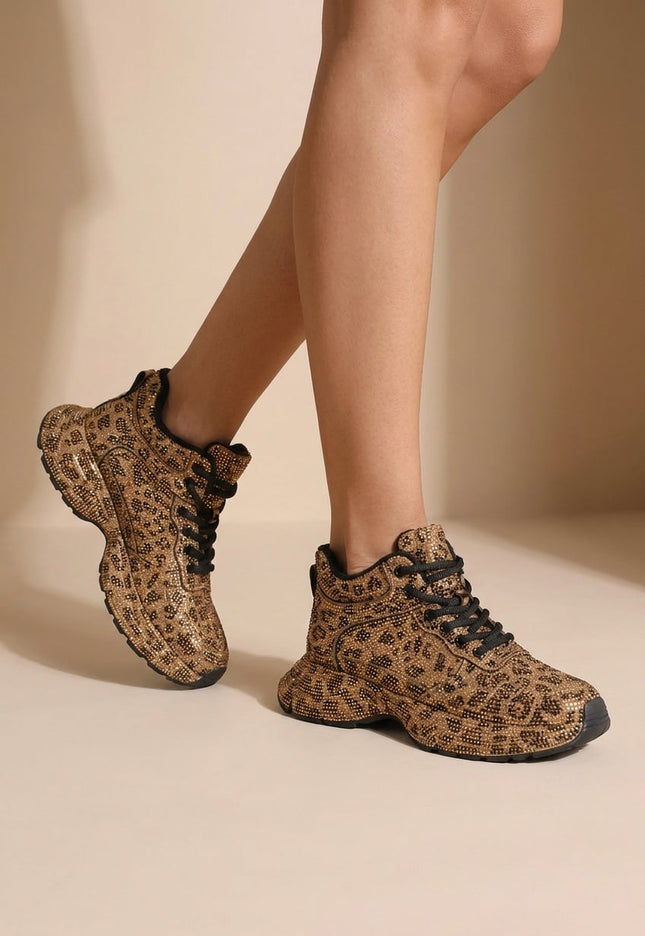 NEW290726 Luipaard Sneakers met Hoge Schacht