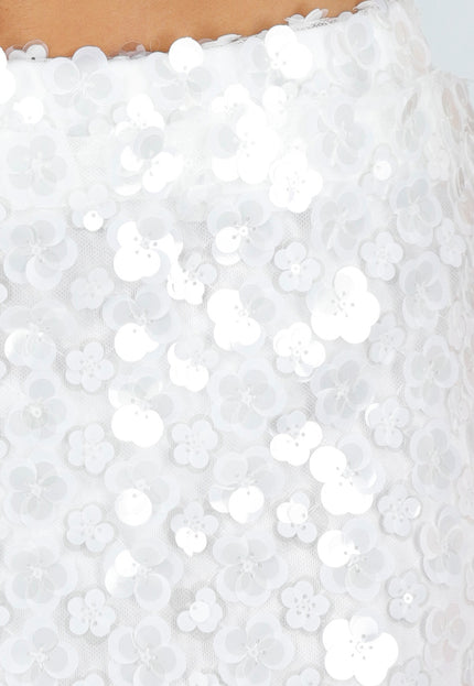 NEW290726 Witte Pailletten Mini Rok