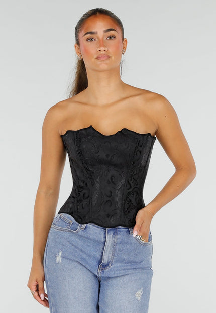 NEW290726 Zwart Korset met Jacquard Print