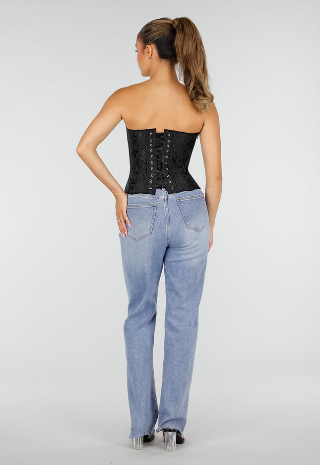 NEW290726 Zwart Korset met Jacquard Print