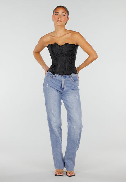 NEW290726 Zwart Korset met Jacquard Print