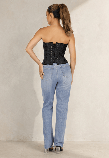 NEW290726 Zwart Korset met Jacquard Print